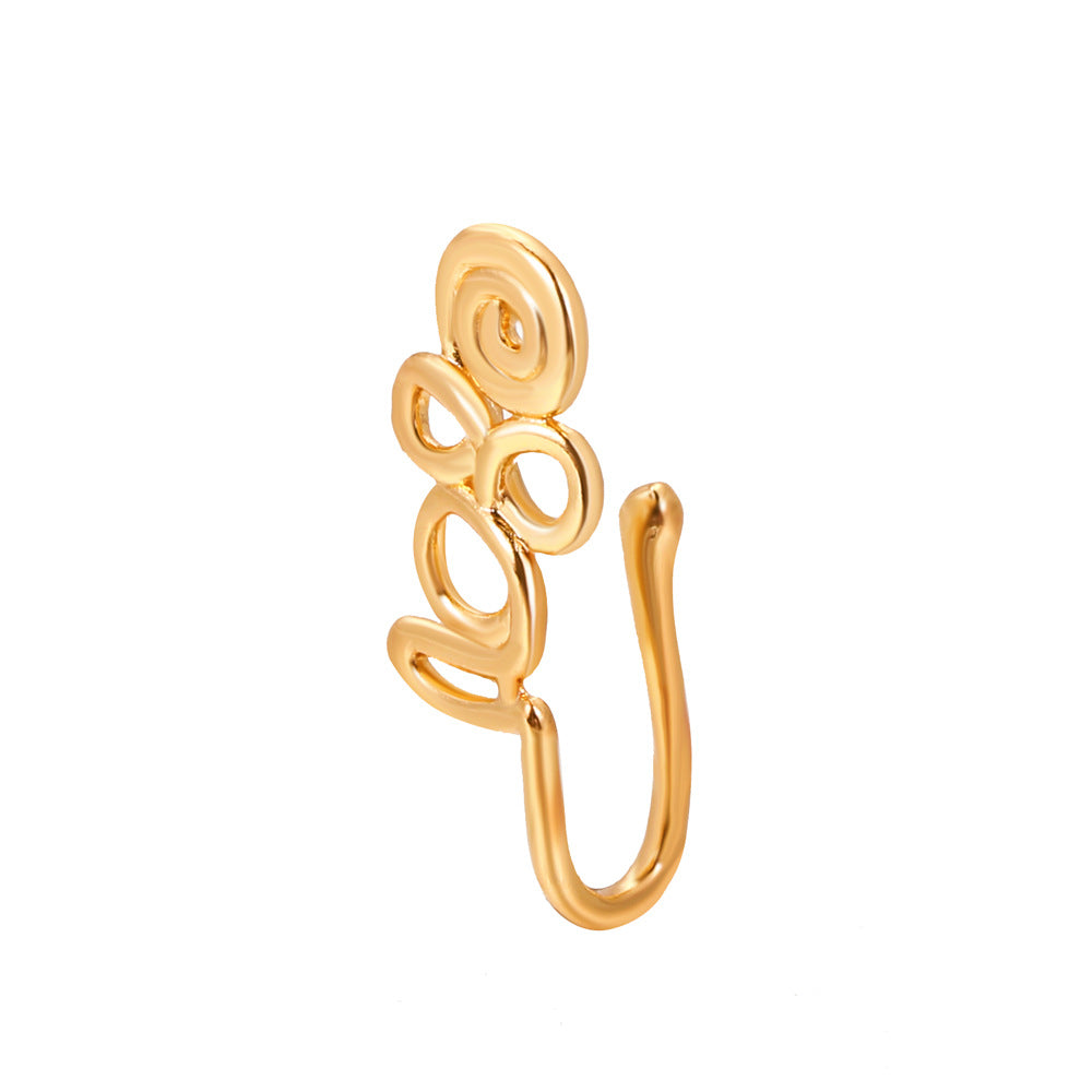 Zircon Star & Heart U-Clip Nose Cuff — No-Pierce Nose Jewellery