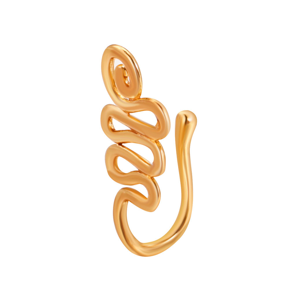 Zircon Star & Heart U-Clip Nose Cuff — No-Pierce Nose Jewellery