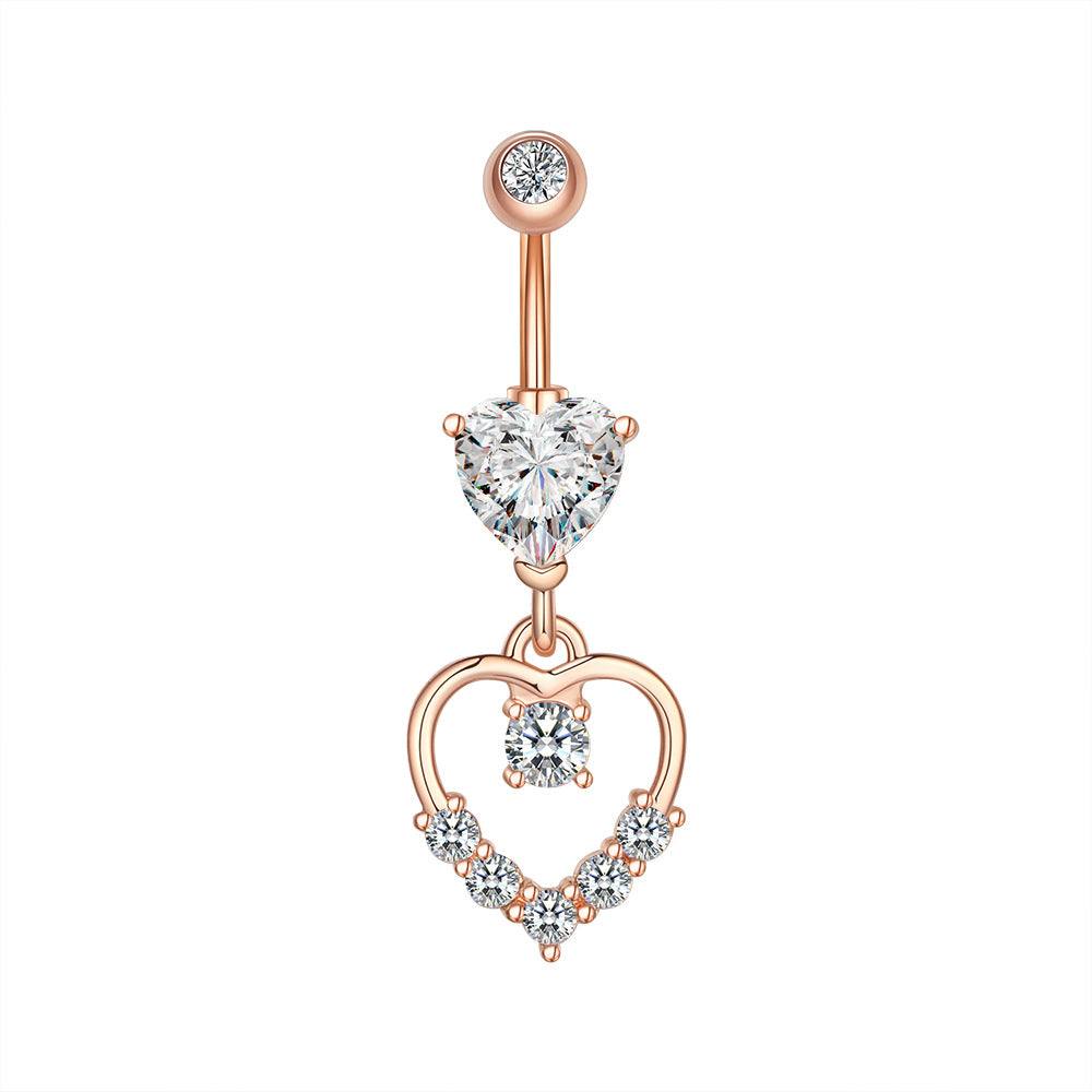 Zircon Pendant Navel Ring — Stainless Steel Belly Piercing Jewellery