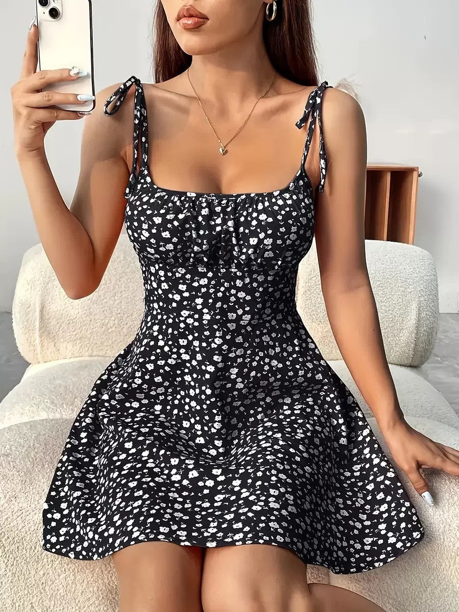 Floral Open Back A-Line Dress