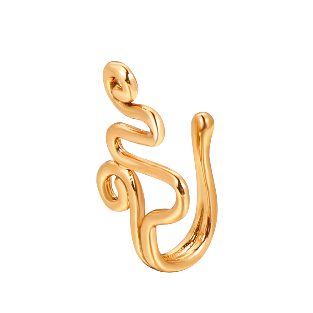 Zircon Star & Heart U-Clip Nose Cuff — No-Pierce Nose Jewellery