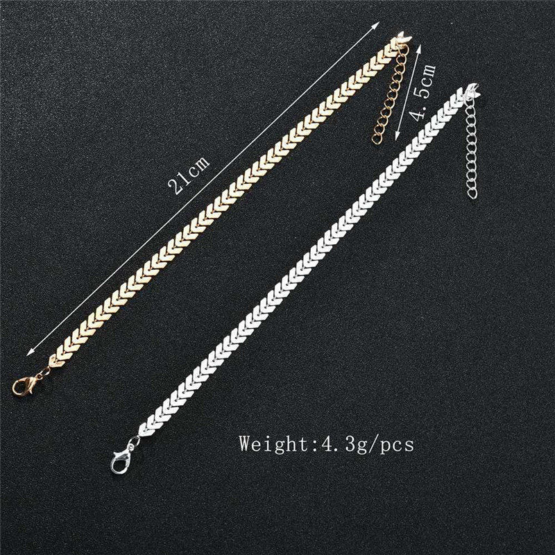Double Layer Fishbone Anklet — Women’s Beach & Summer Foot Jewellery