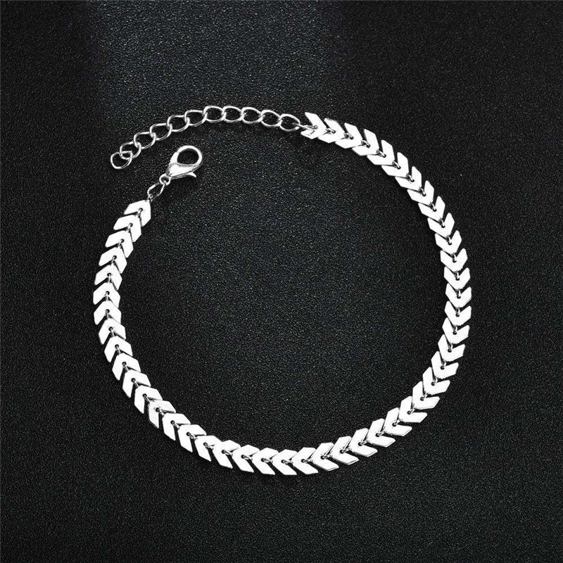 Double Layer Fishbone Anklet — Women’s Beach & Summer Foot Jewellery
