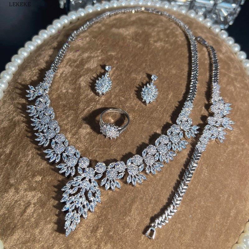 Zircon 4-Piece Jewellery Set — Necklace, Earrings, Bracelet & Ring