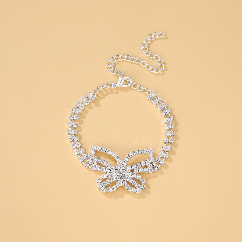 Full Diamond Butterfly Anklet — Multi-Layer Rhinestone Foot Jewellery