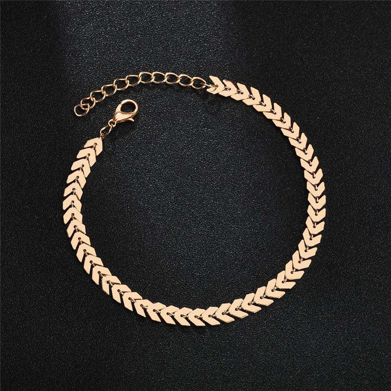 Double Layer Fishbone Anklet — Women’s Beach & Summer Foot Jewellery