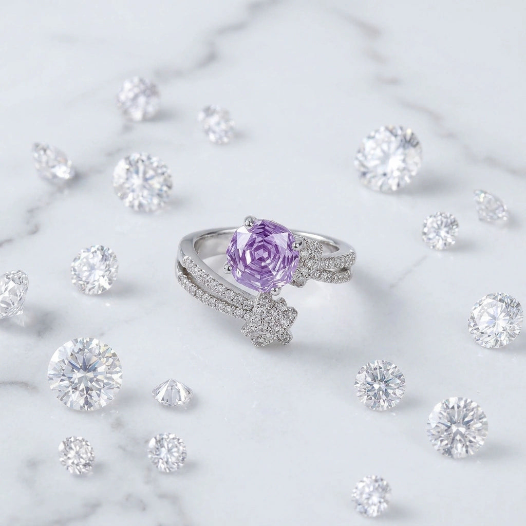 Purple zircon ring stackable luxury ring for women - kithoka