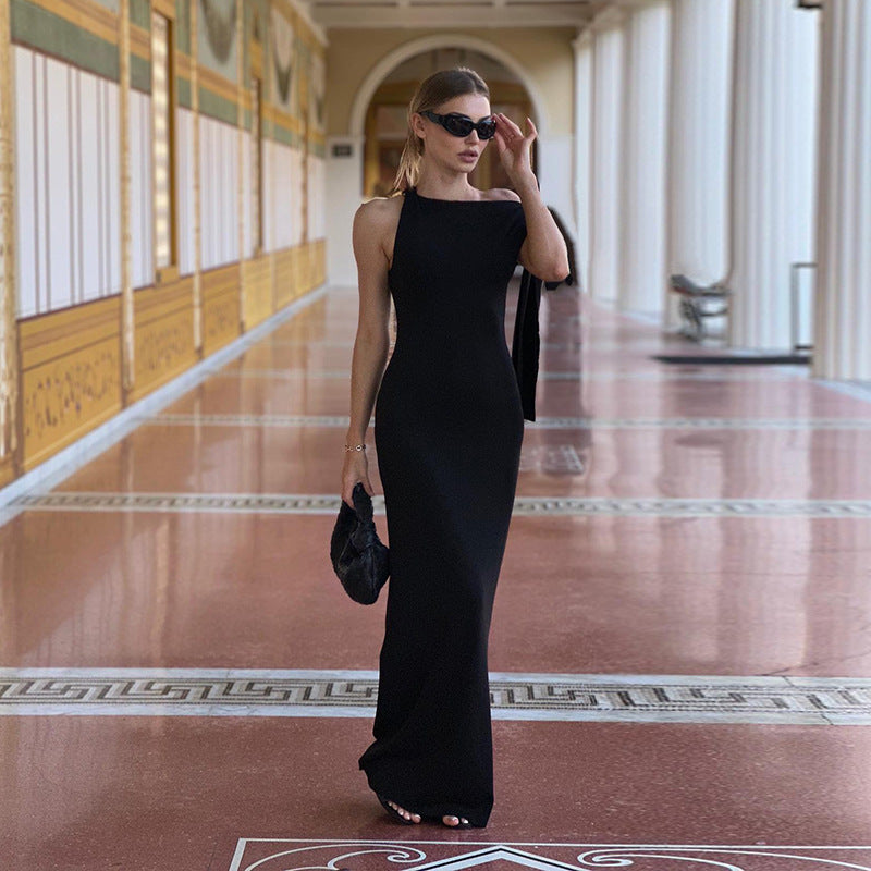 Slim Fit One-Shoulder Ribbon Dress