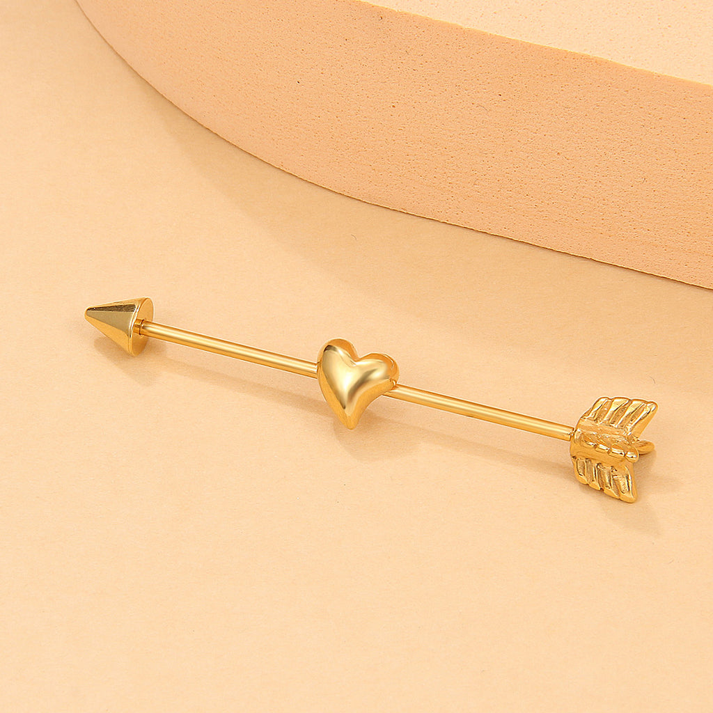 Stainless Steel Piercing Jewelry Cold Wind Love Ears Piercing Diagonal Stud Earrings
