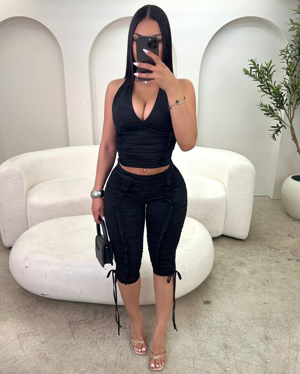 Backless Tank Top & Cropped Pants Co-ord — Women’s Two-Piece Set