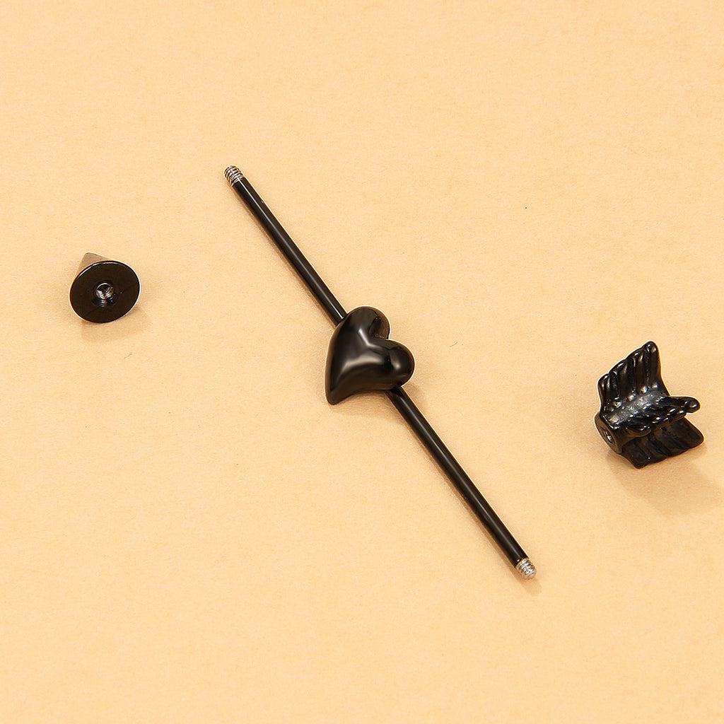 Stainless Steel Piercing Jewelry Cold Wind Love Ears Piercing Diagonal Stud Earrings