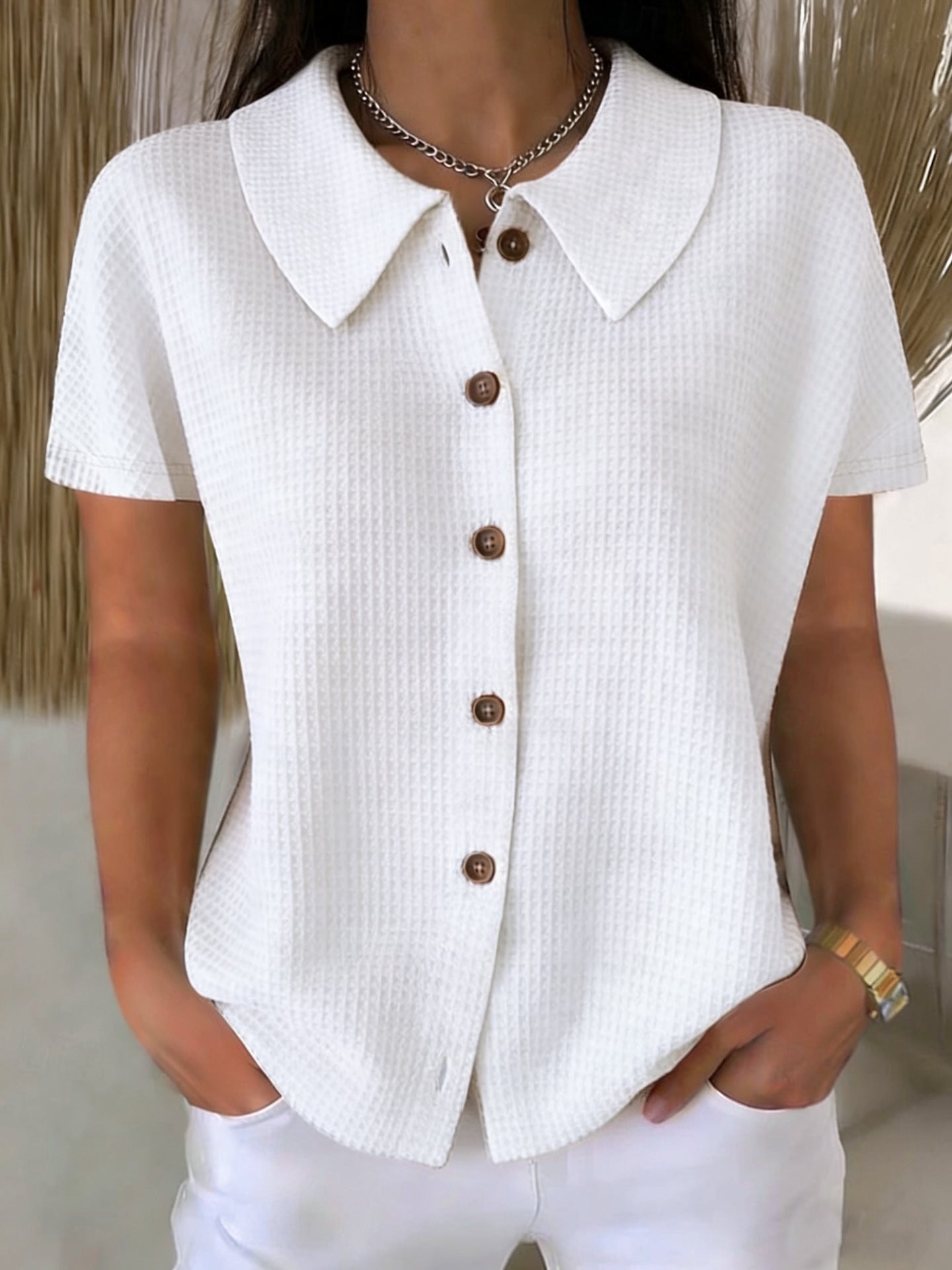 Women's Waffle Weave Loose Fit Shirt