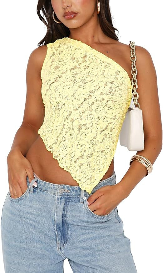 Women's Lace Backless Asymmetrical Vest Top