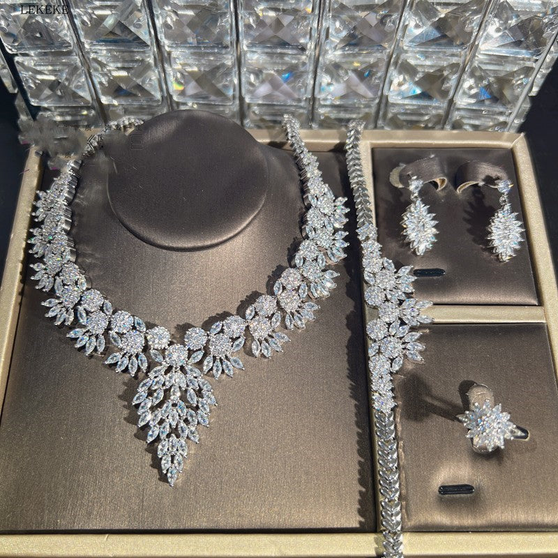 Zircon 4-Piece Jewellery Set — Necklace, Earrings, Bracelet & Ring