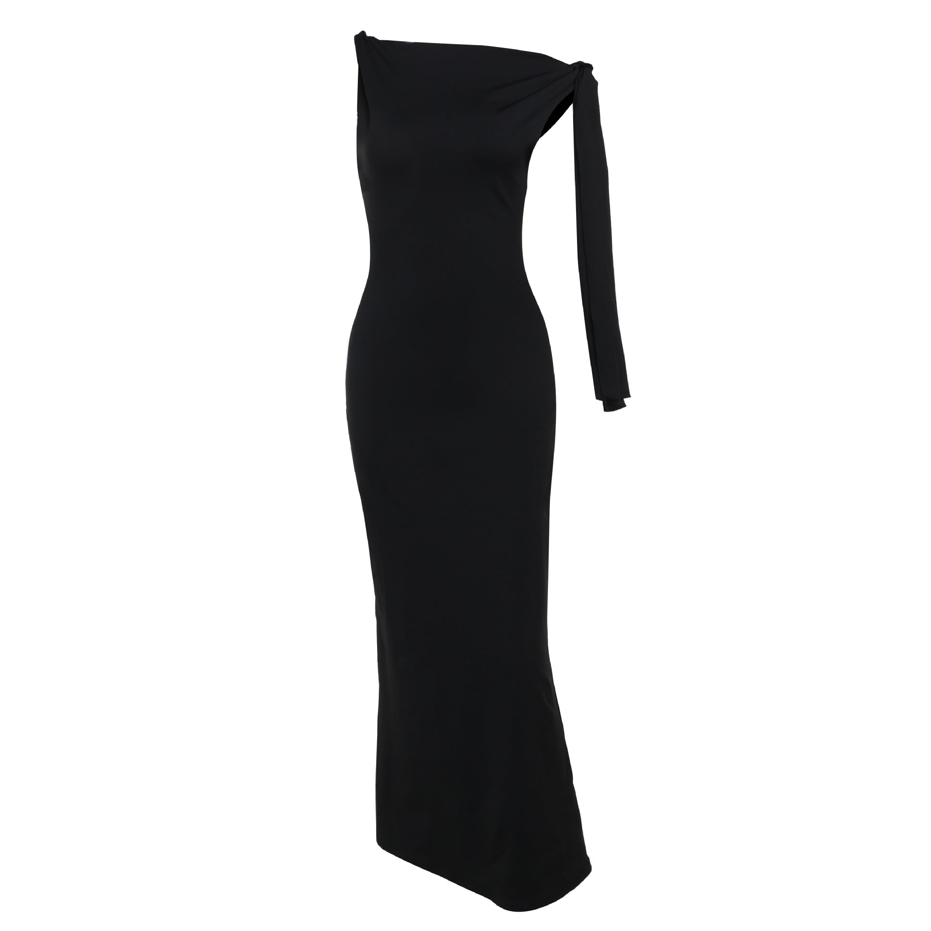 Slim Fit One-Shoulder Ribbon Dress