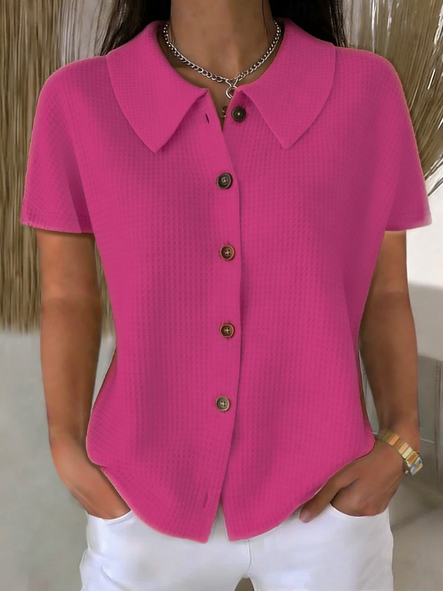 Women's Waffle Weave Loose Fit Shirt
