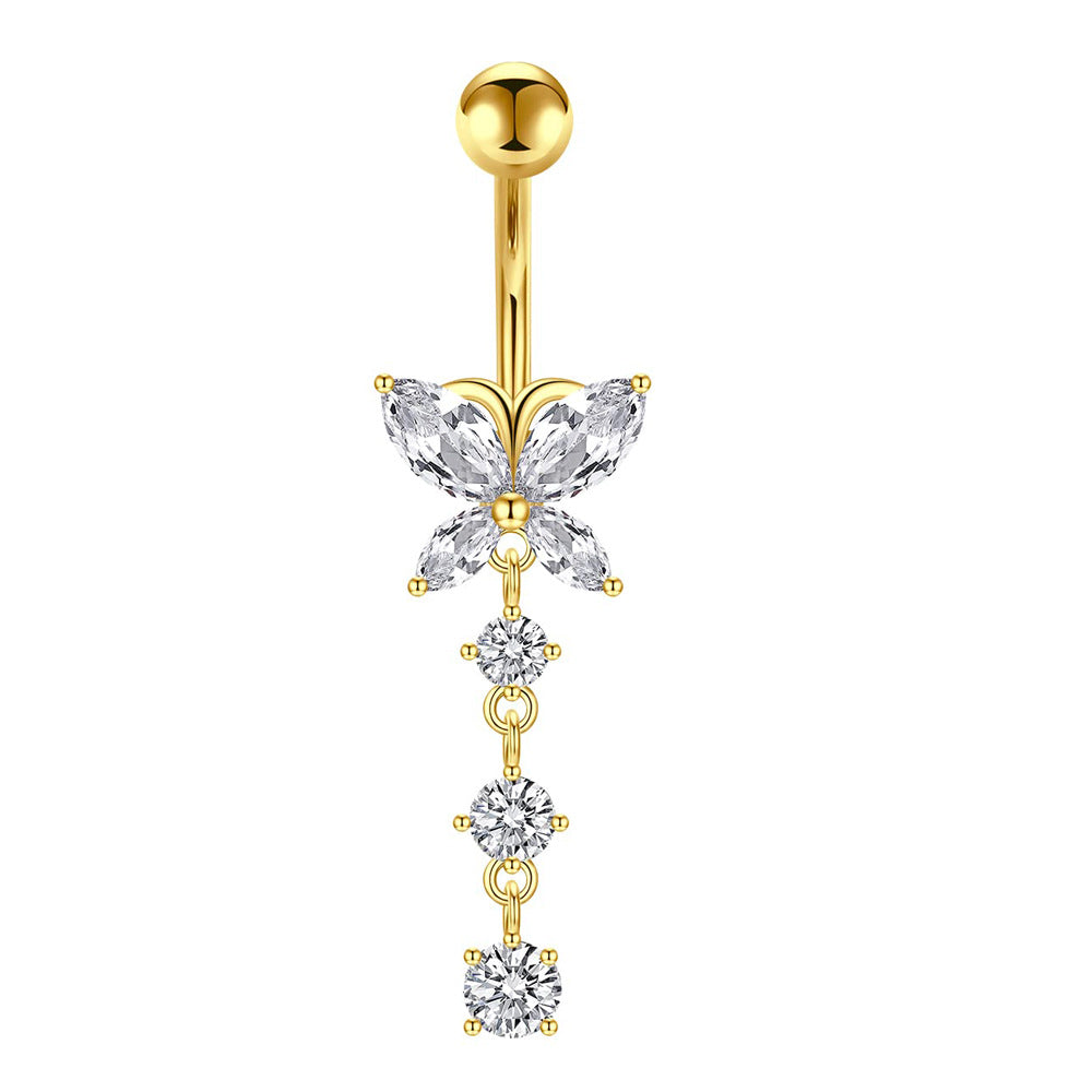 Butterfly Navel Stud — Stainless Steel & Copper Belly Piercing Jewellery