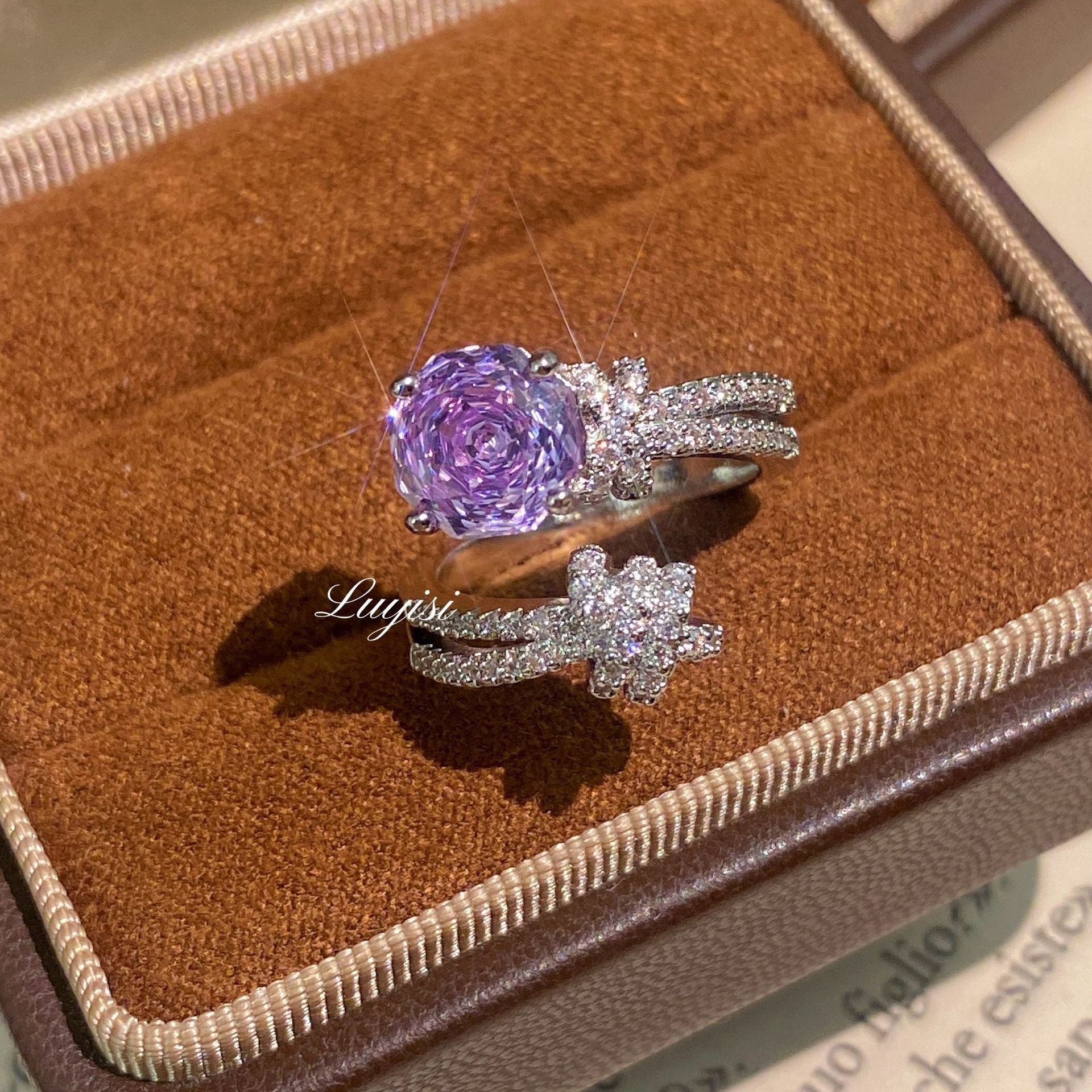 Dopamine Purple Zircon Ring – Stackable Luxury Ring for Women