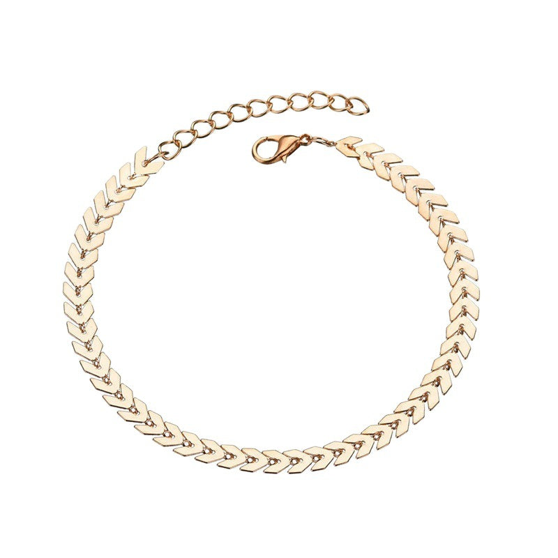 Double Layer Fishbone Anklet — Women’s Beach & Summer Foot Jewellery