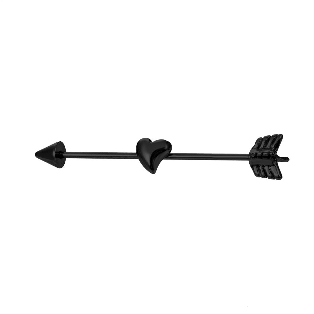 Stainless Steel Piercing Jewelry Cold Wind Love Ears Piercing Diagonal Stud Earrings