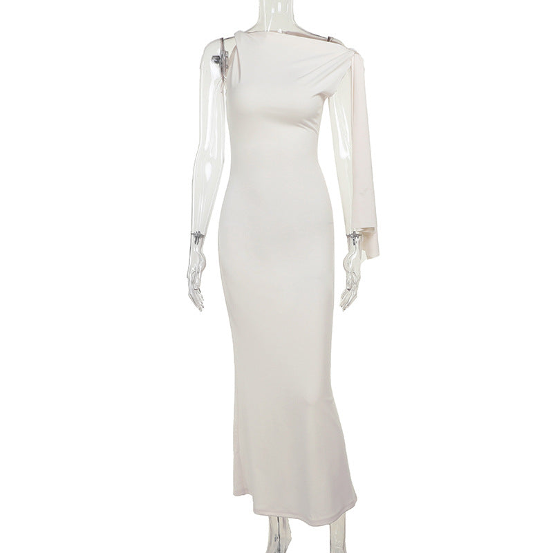 Slim Fit One-Shoulder Ribbon Dress