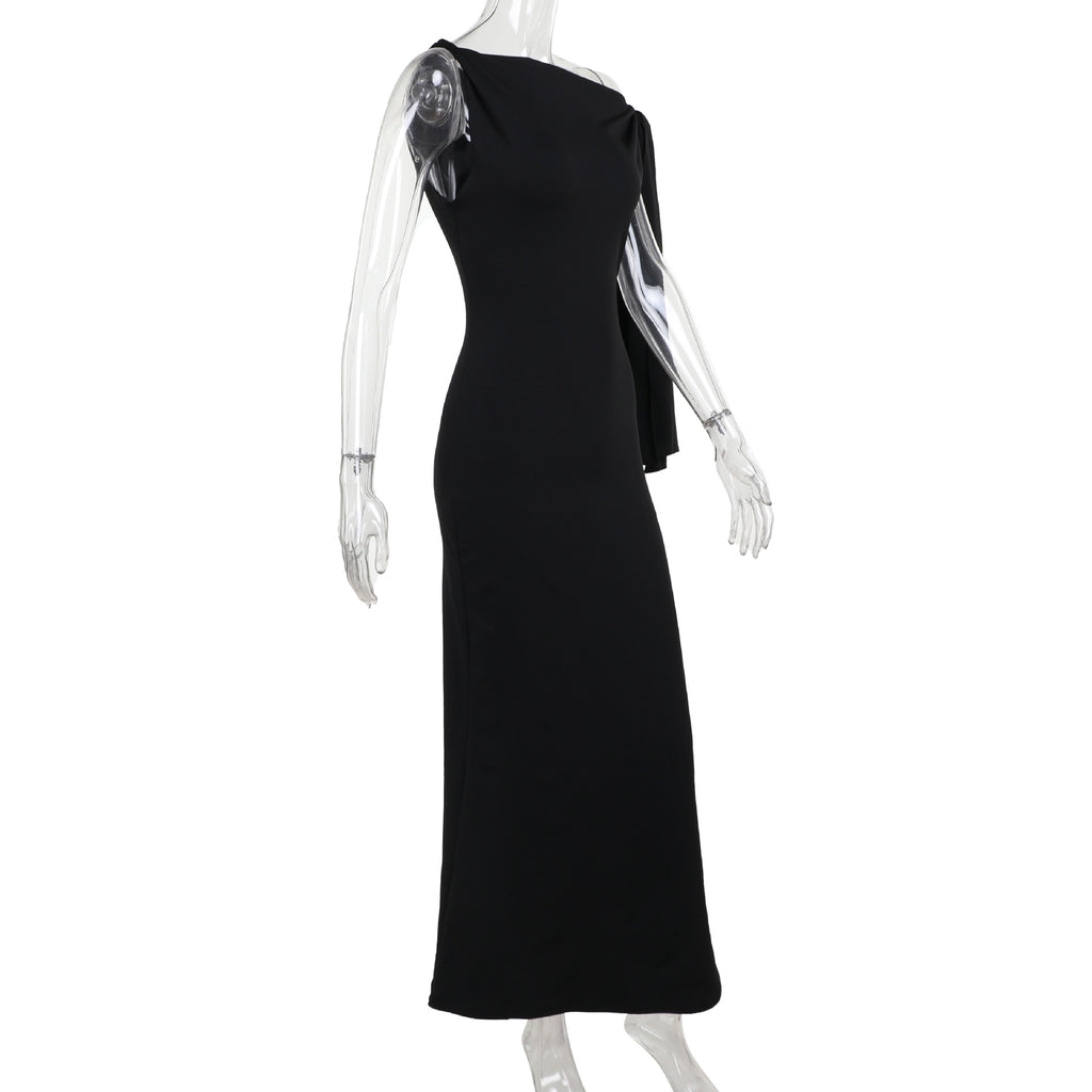 Slim Fit One-Shoulder Ribbon Dress