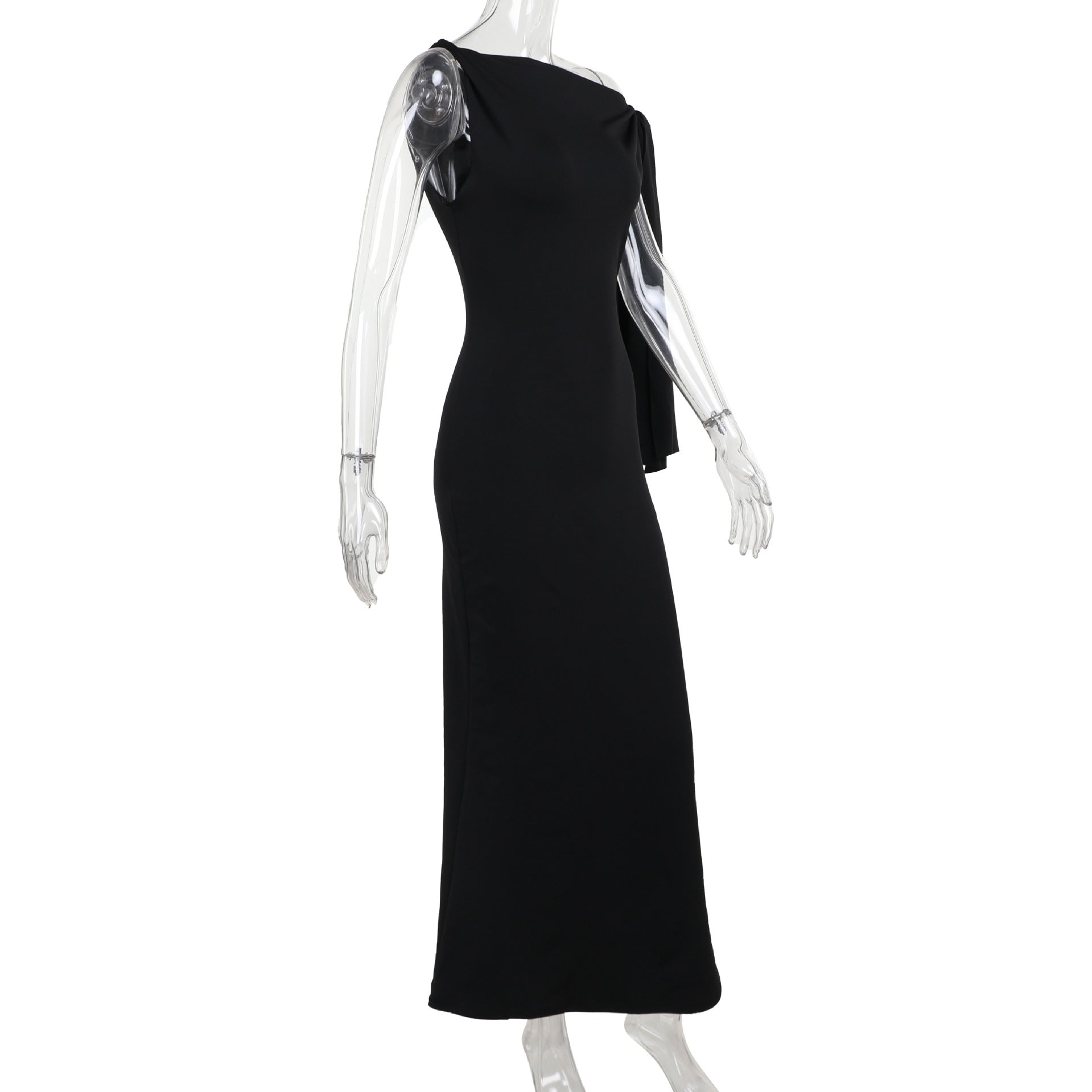Slim Fit One-Shoulder Ribbon Dress