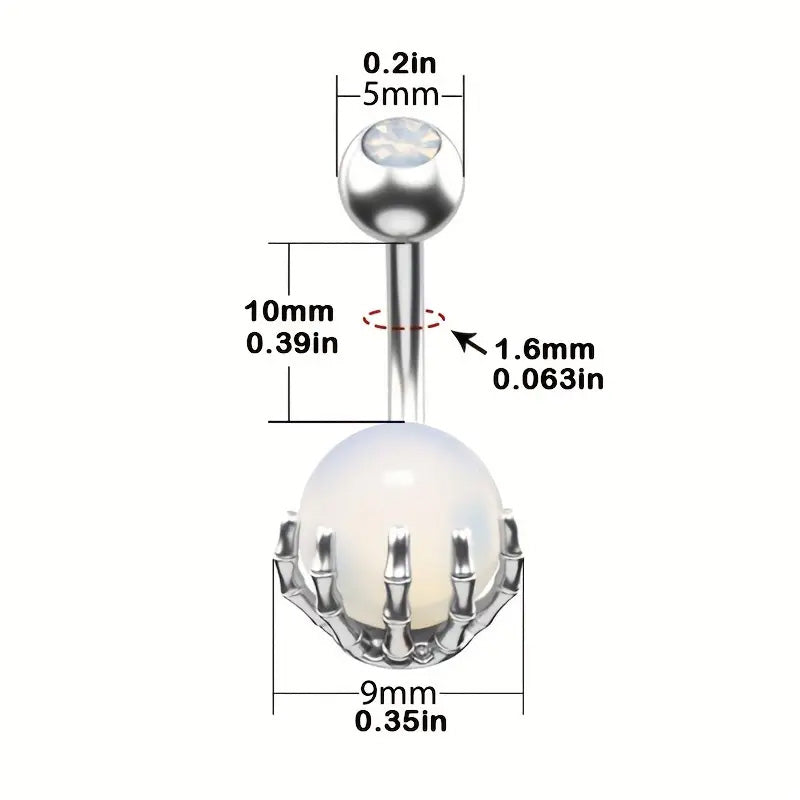 Skeleton Balls Piercing Banana Piercing Stainless Steel 14G Belly Button Piercing Women's Claws