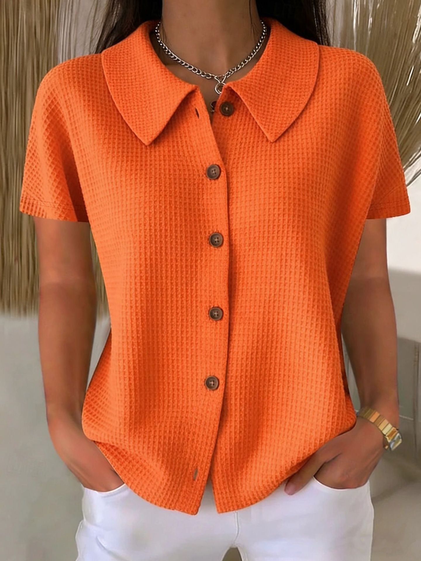 Women's Waffle Weave Loose Fit Shirt