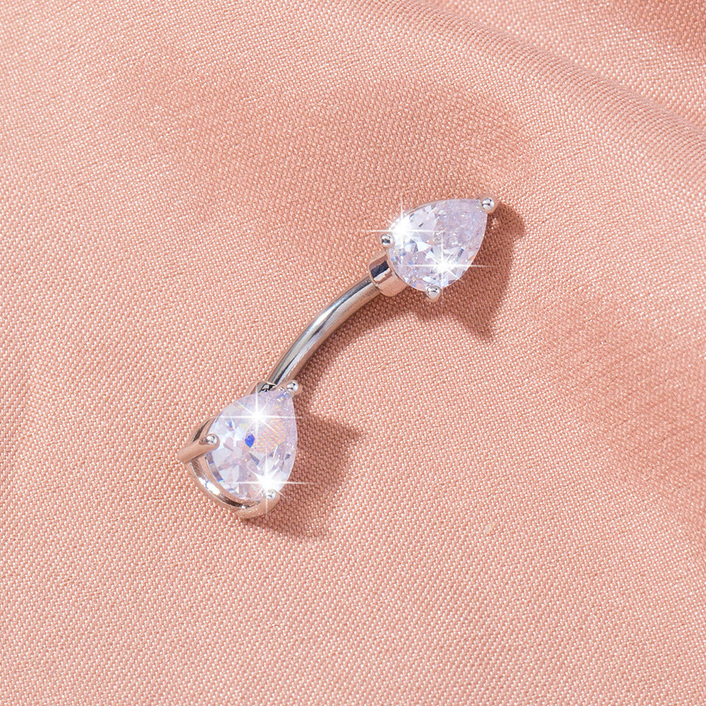 Geometric Zircon Belly Button Ring — Copper Navel Piercing Jewellery