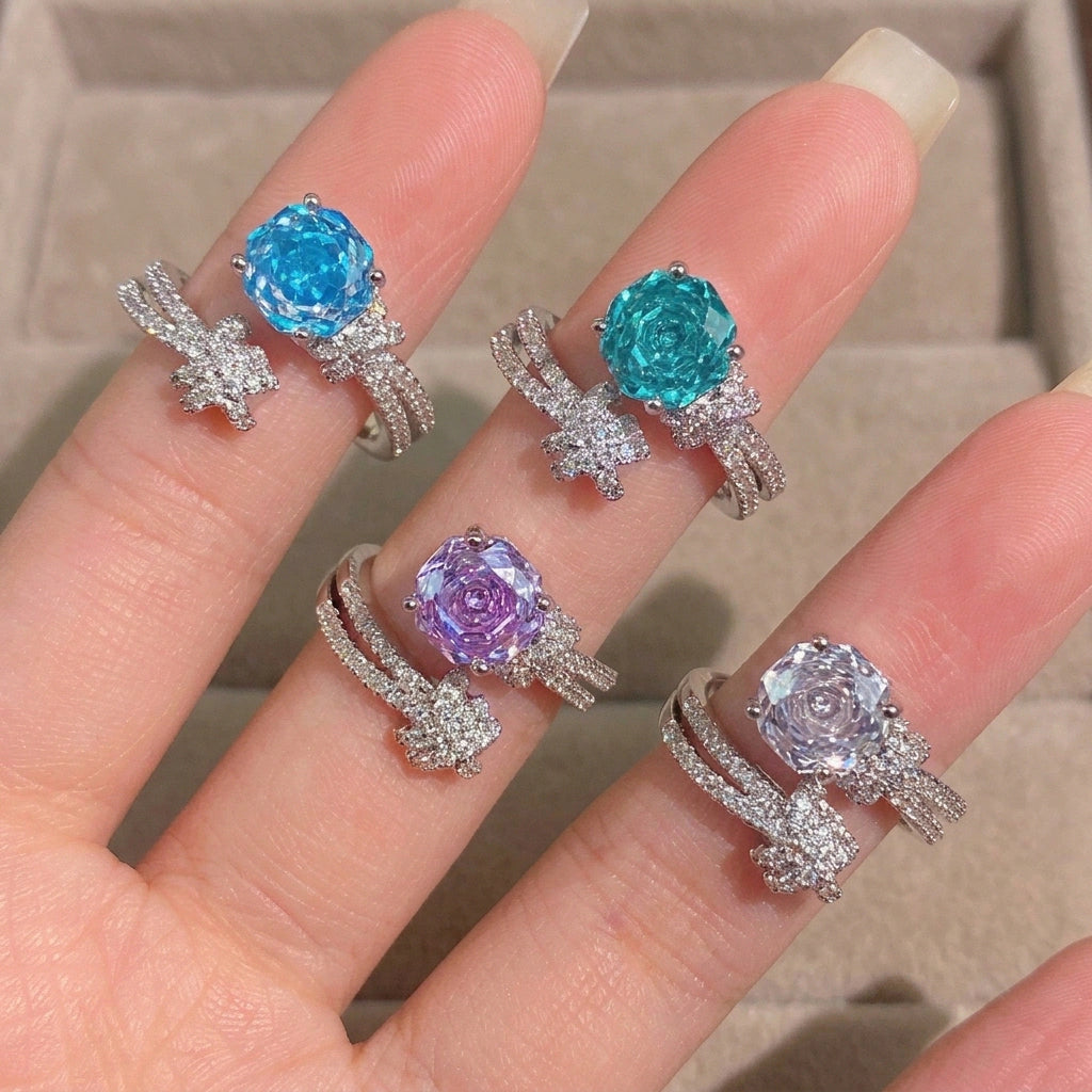 Purple zircon ring stackable luxury ring for women - kithoka