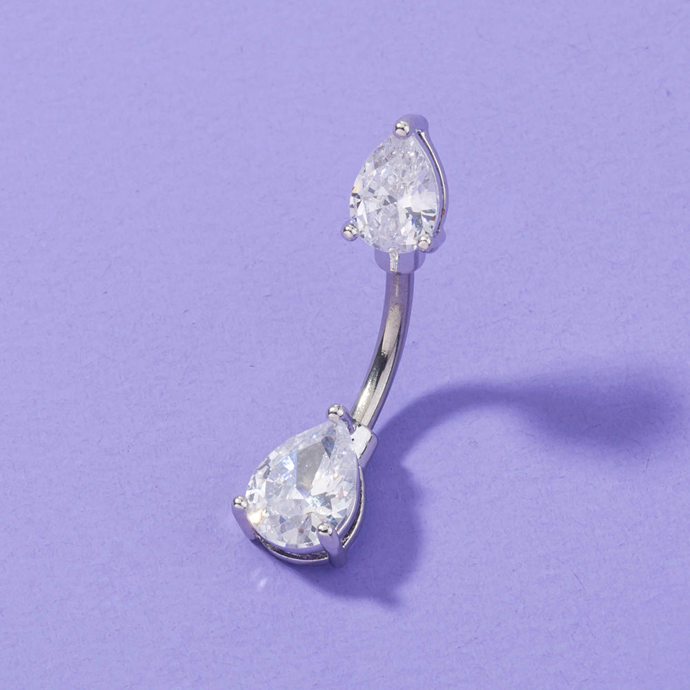 Geometric Zircon Belly Button Ring — Copper Navel Piercing Jewellery