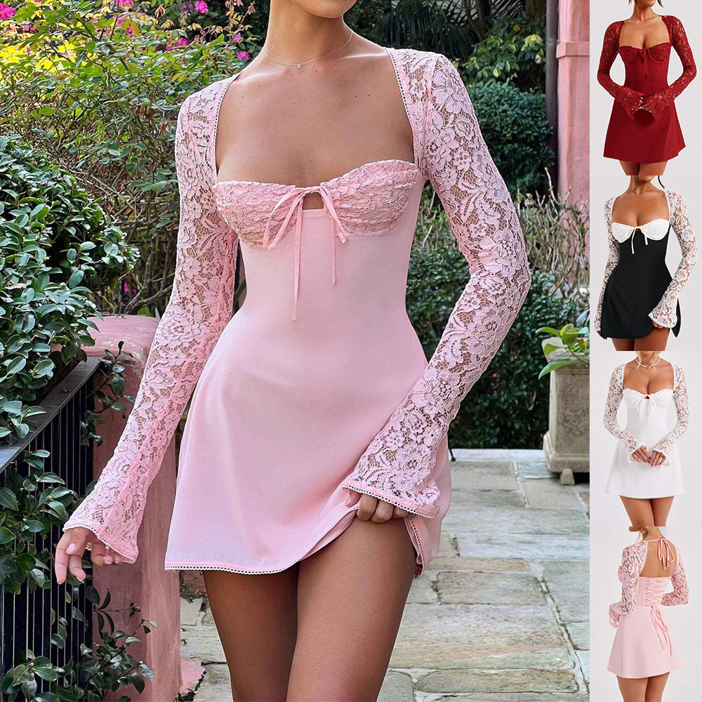 Y2K Lace-Up Corset Mini Dress