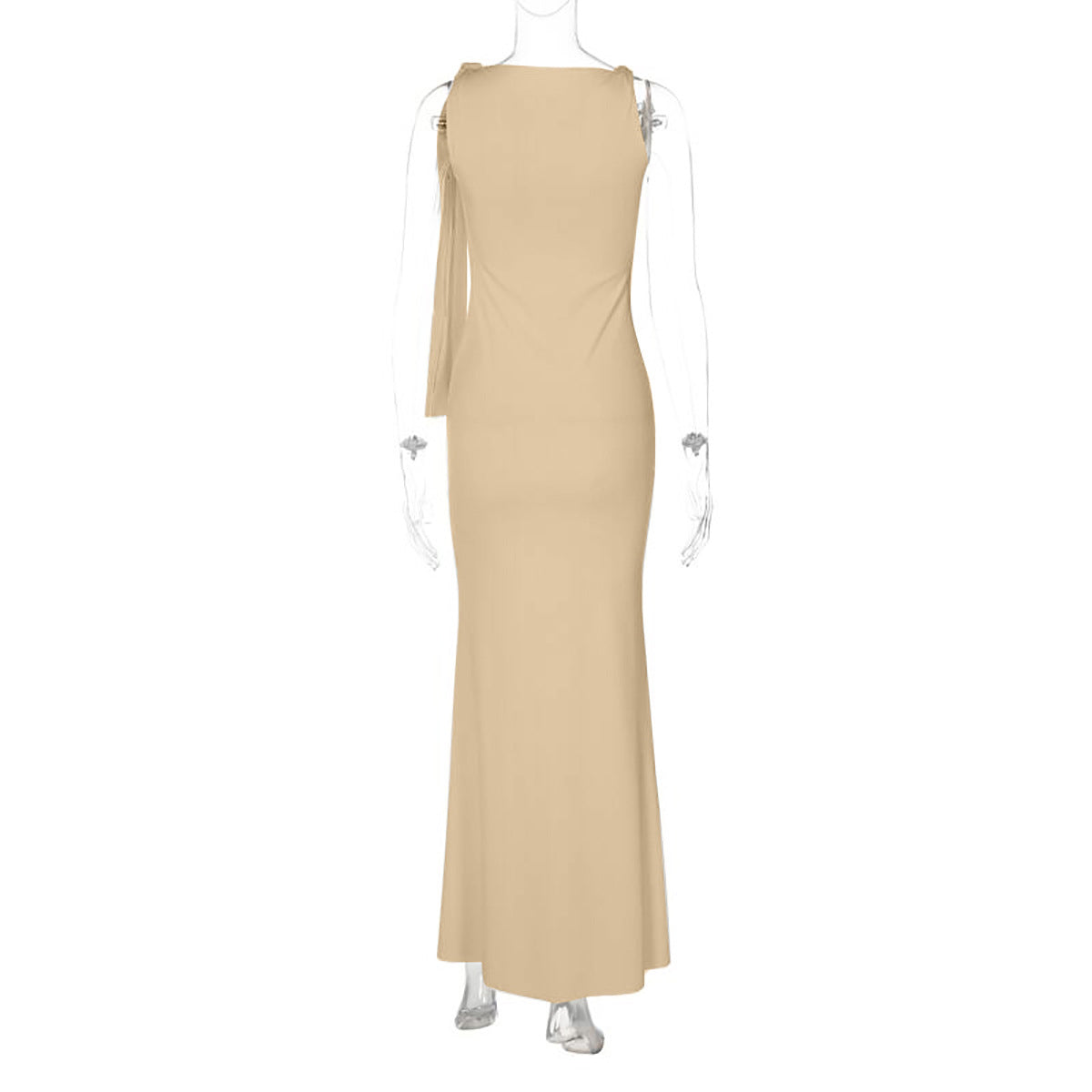 Slim Fit One-Shoulder Ribbon Dress