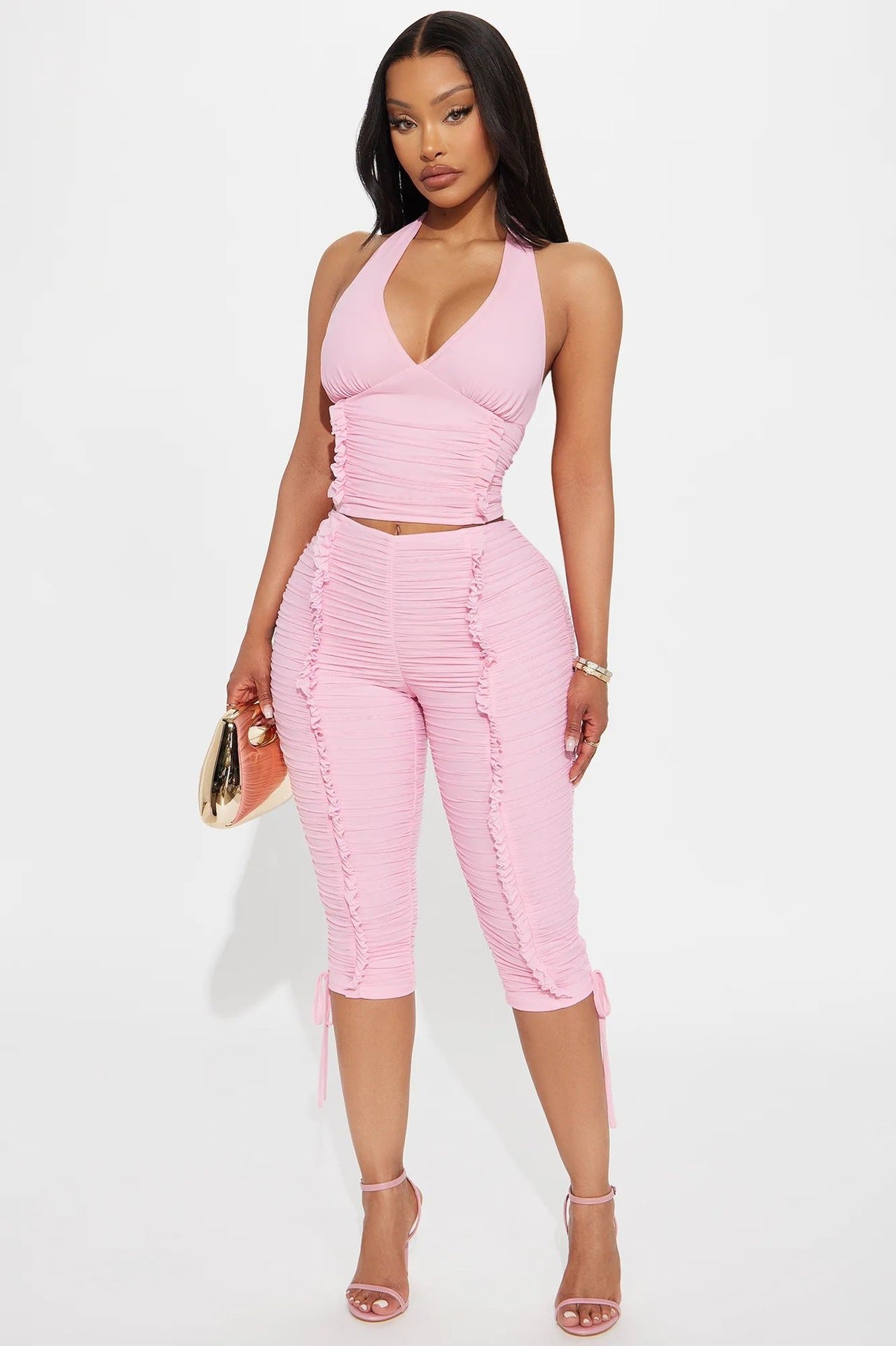 Backless Tank Top & Cropped Pants Co-ord — Women’s Two-Piece Set