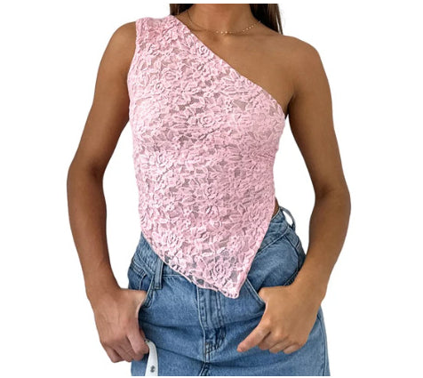 Women's Lace Backless Asymmetrical Vest Top