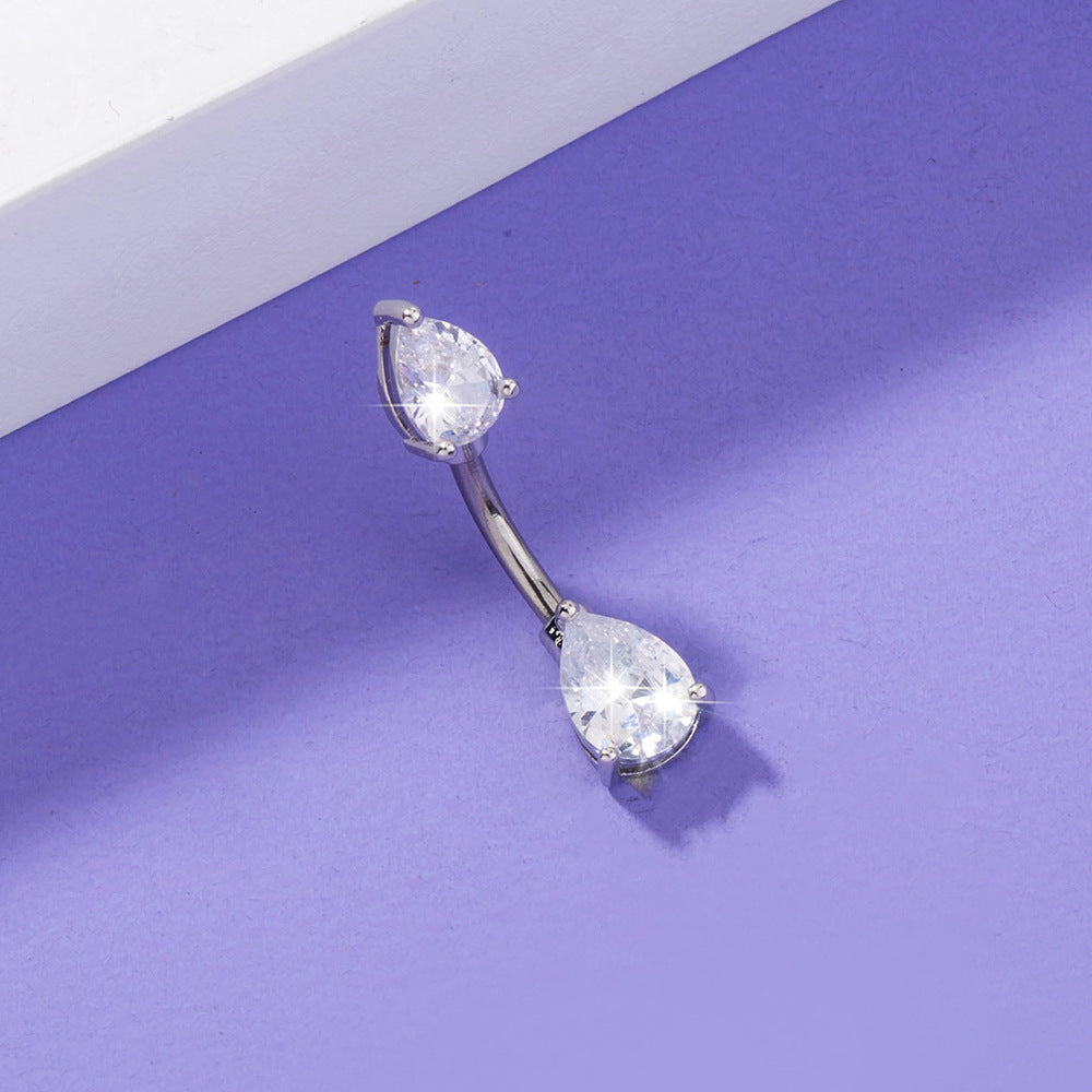 Geometric Zircon Belly Button Ring — Copper Navel Piercing Jewellery