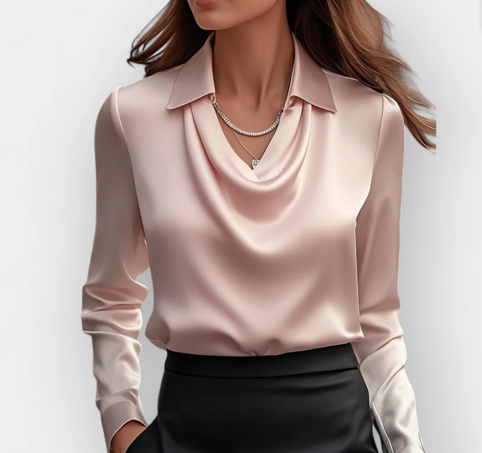 Women's Solid Collared Long Sleeve Blouse