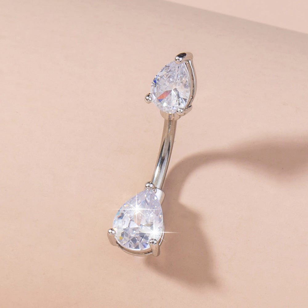 Geometric Zircon Belly Button Ring — Copper Navel Piercing Jewellery