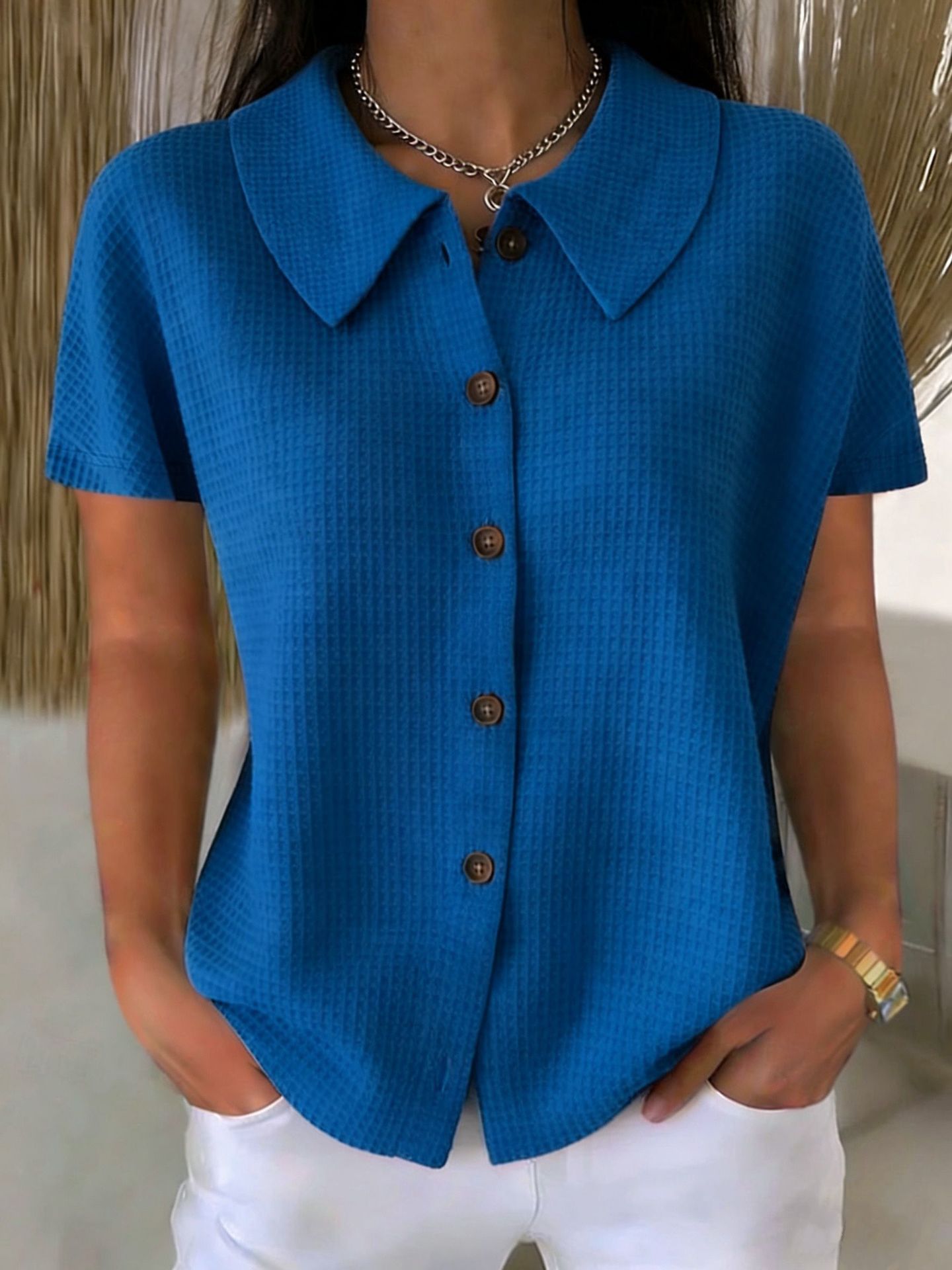 Women's Waffle Weave Loose Fit Shirt