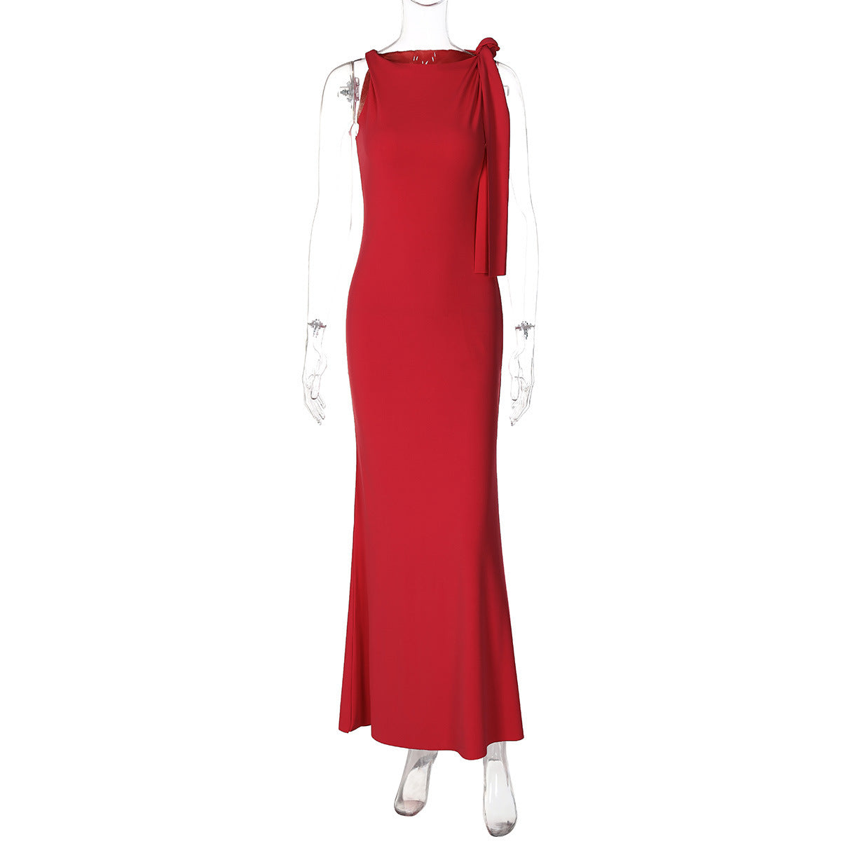 Slim Fit One-Shoulder Ribbon Dress