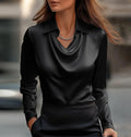 Women's Solid Collared Long Sleeve Blouse