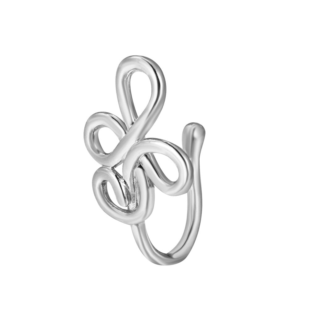 Zircon Star & Heart U-Clip Nose Cuff — No-Pierce Nose Jewellery