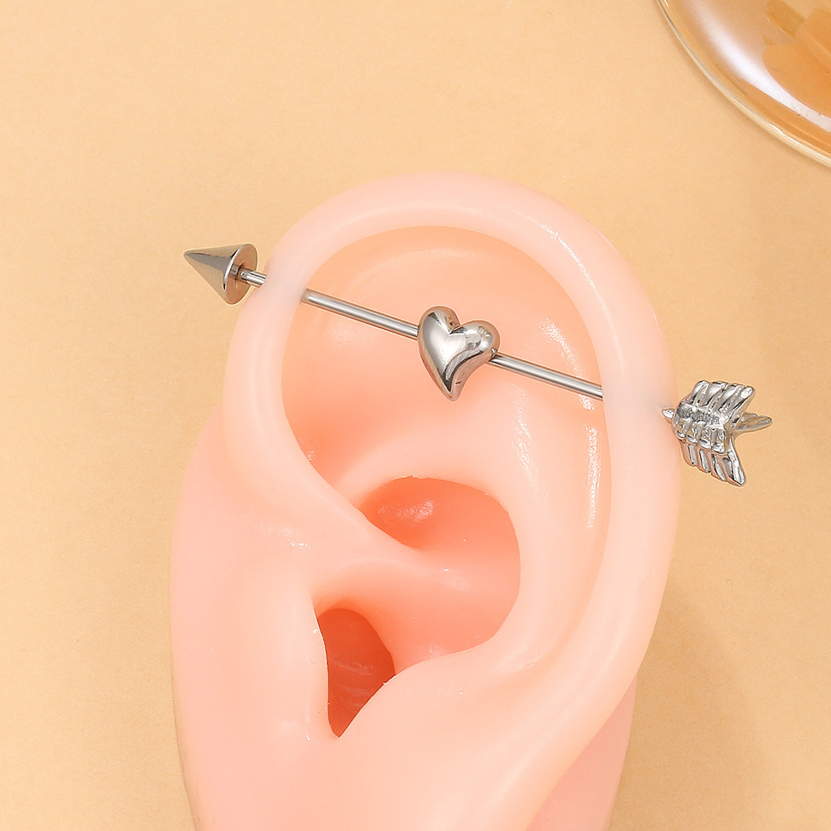 Stainless Steel Piercing Jewelry Cold Wind Love Ears Piercing Diagonal Stud Earrings