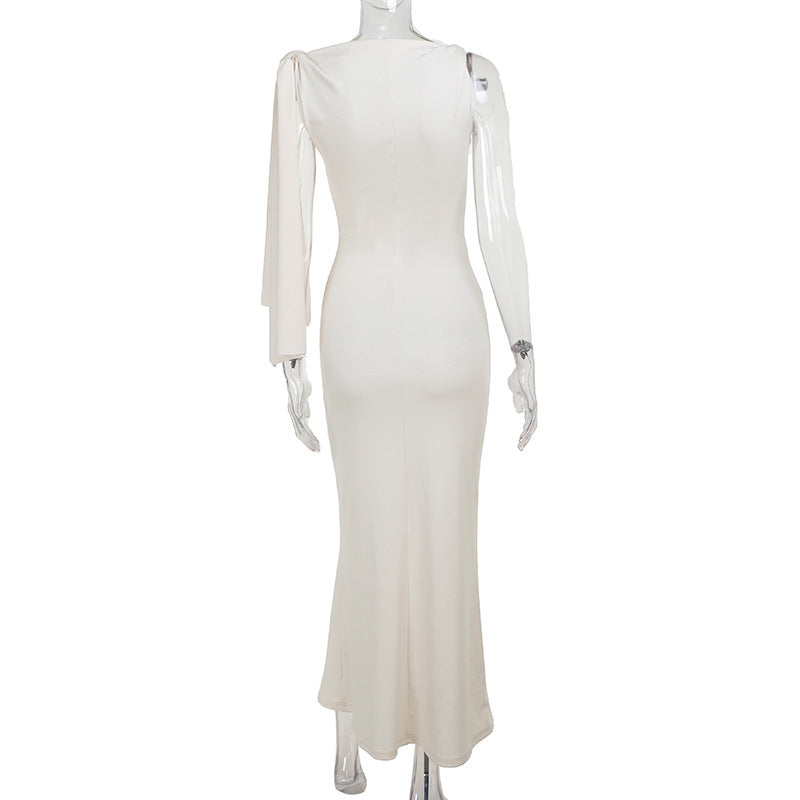 Slim Fit One-Shoulder Ribbon Dress