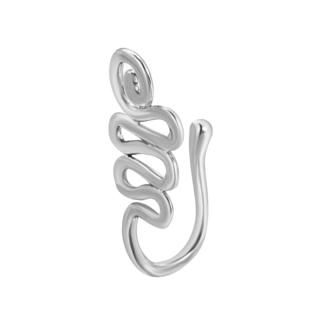 Zircon Star & Heart U-Clip Nose Cuff — No-Pierce Nose Jewellery
