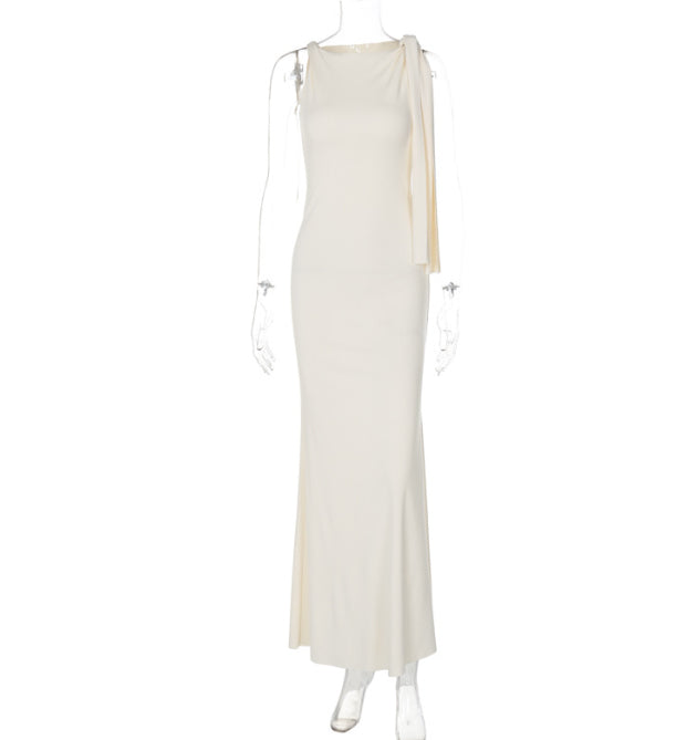 Slim Fit One-Shoulder Ribbon Dress