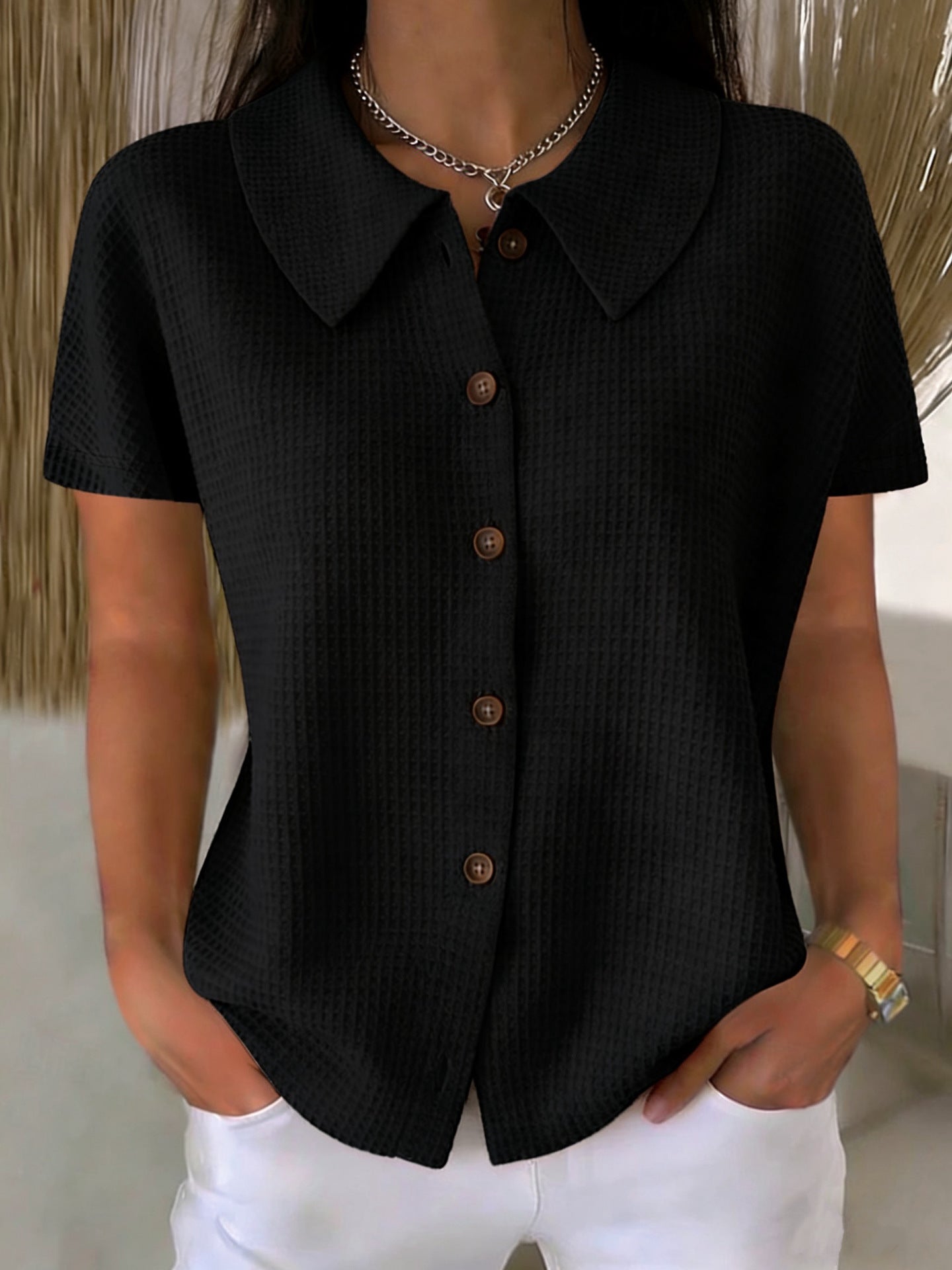 Women's Waffle Weave Loose Fit Shirt