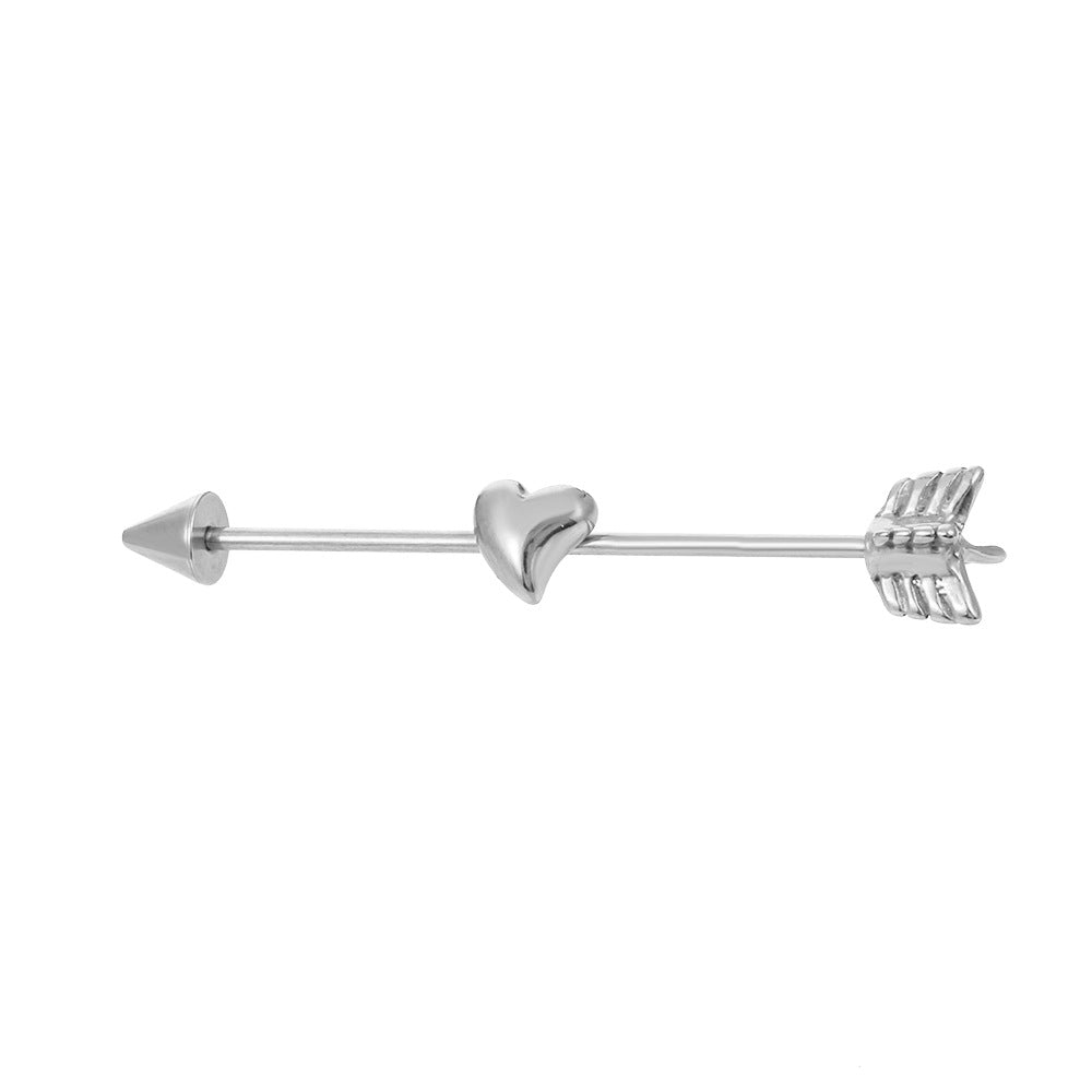 Stainless Steel Piercing Jewelry Cold Wind Love Ears Piercing Diagonal Stud Earrings