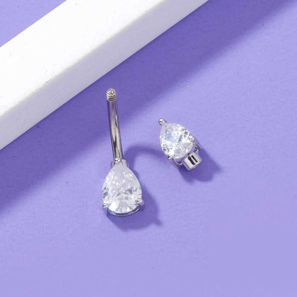 Geometric Zircon Belly Button Ring — Copper Navel Piercing Jewellery